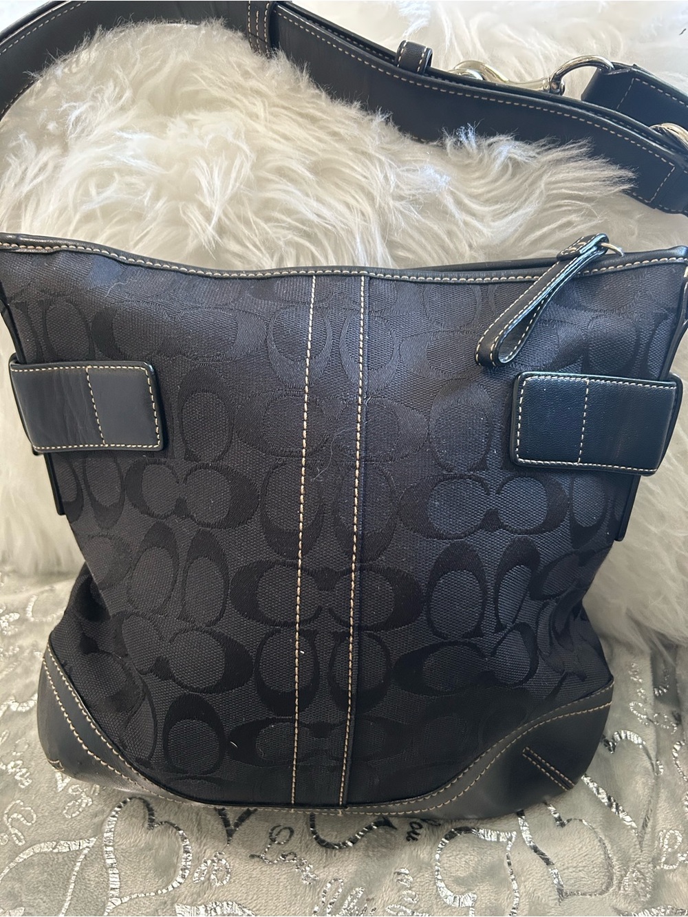 New Vintage Y2K Coach Soho Slim Duffle bag with signature C Jacquard -Black - Picture 7 of 10